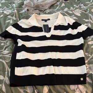 Tommy Hilfiger Cream and Black Knit Polo